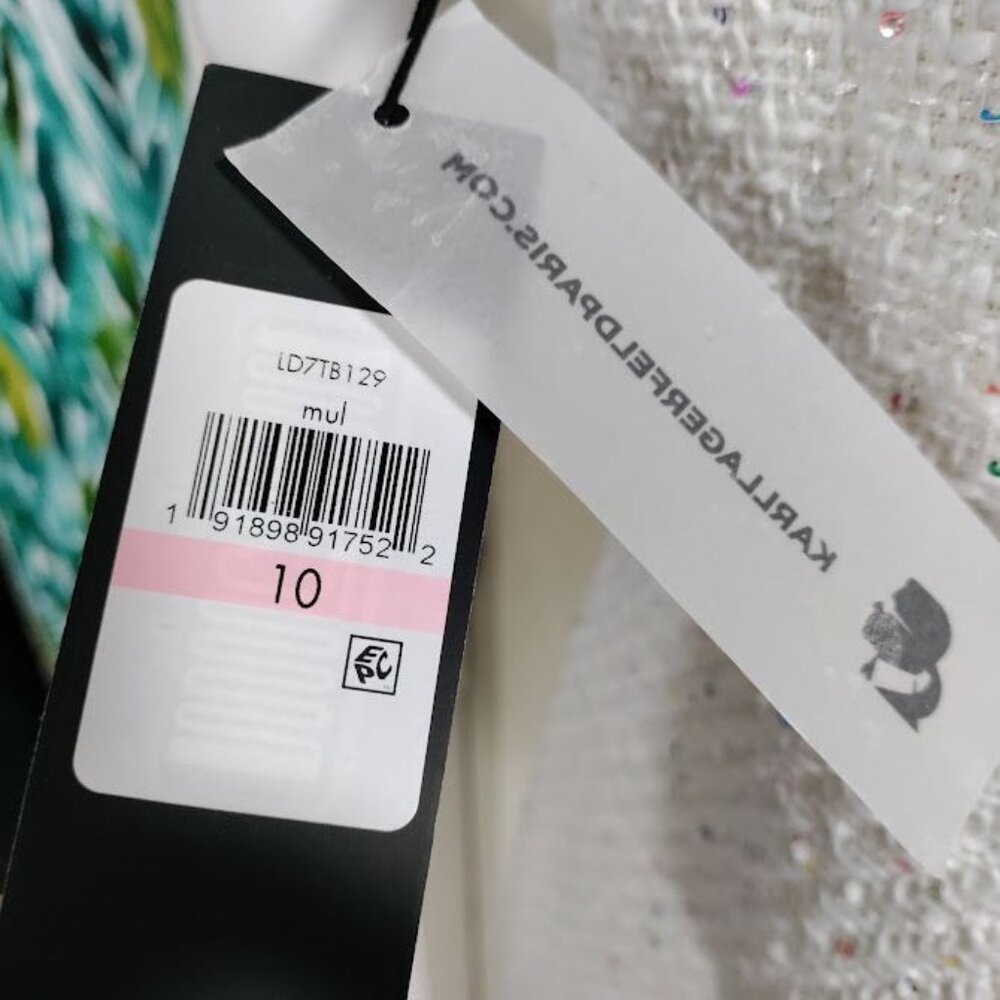 NWT Karl Lagerfield Paris Tweed Preppy Formal Shift Dress White Womens Size 10 - Picture 12 of 16